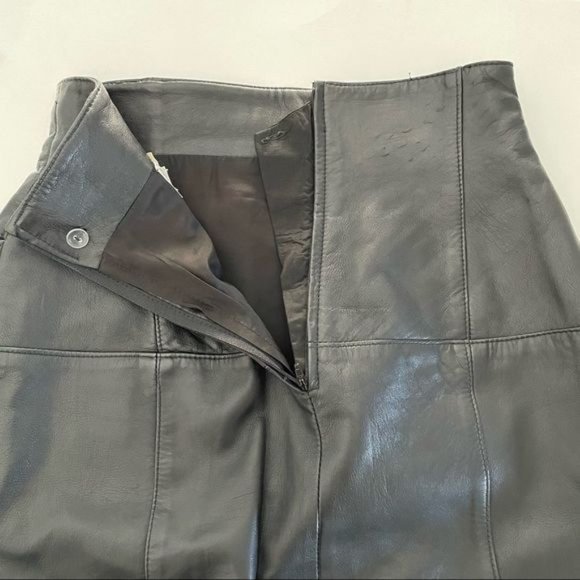Vintage?80s?Dominic Bellissimo High Waisted Black Leather Skirt - Picture 8 of 16